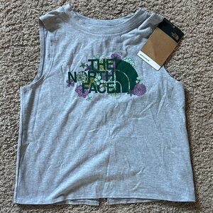 The North Face Gray Kids Tank Top with Green and Purple Design
